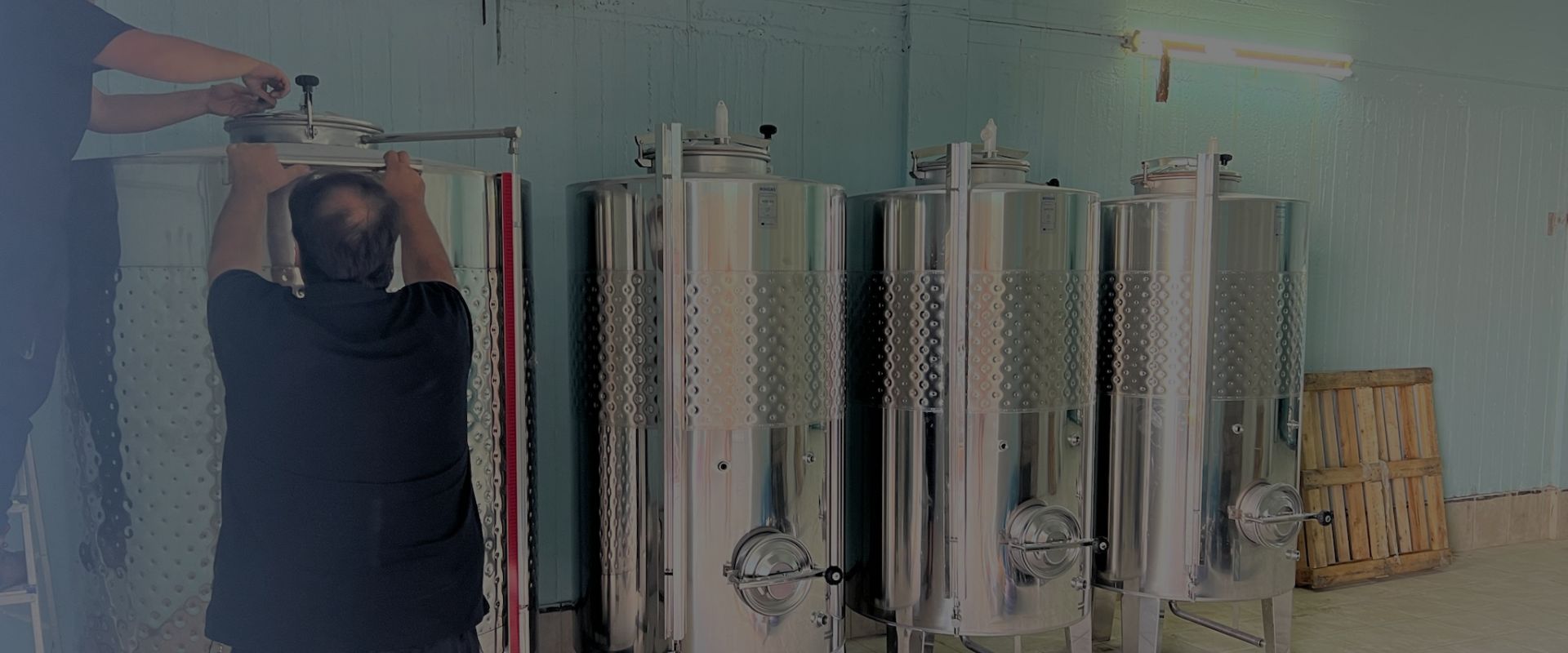 Stainless steel tanks used to store Crazy Pharmacist’s Legacy Line olive oils – filtered, cooled, and nitrogen sealed for maximum purity and shelf life.